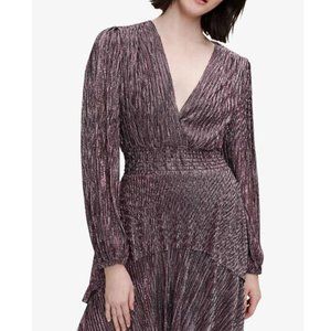 Maje RUFFINITI Pink Glitter Maxi Dress